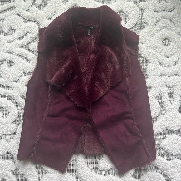 WHBM Wine Fur Vest Sz S - Picture 4 of 6